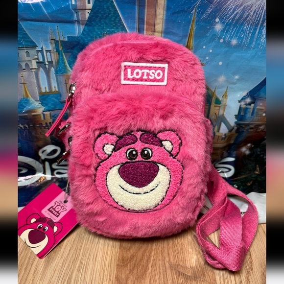 NWT Disney Lotso Bear Plush Crossbody Bag Cell Phone Holder - Picture 5 of 5
